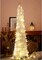 Collapsible Pop-Up White Round Sequin Artificial Christmas Pencil Trees - 5 Ft Tinsel Christmas Tree with 50 LED Warm White Lights Home Apartment Fireplace Party Xmas Decorations